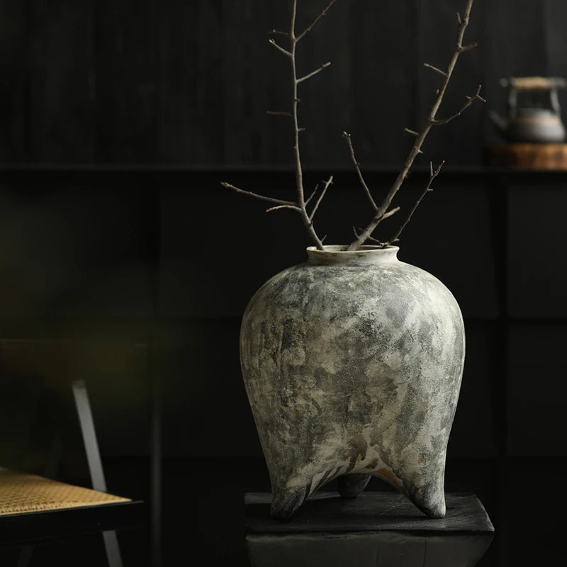 Vintage Coarse Pottery Tabletop Vase