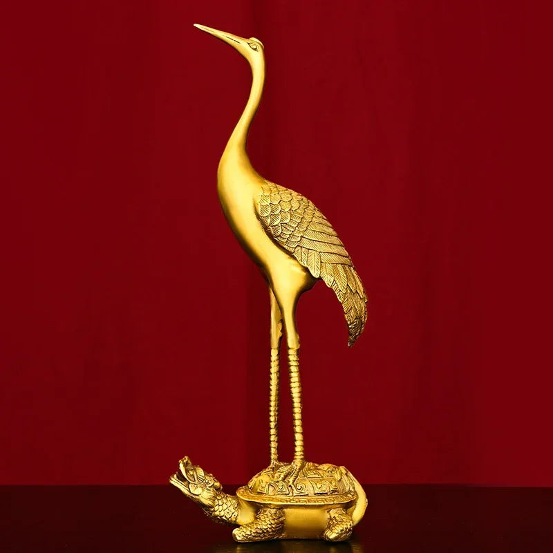 ETERNAL COMPANIONS | Crane on Tortoise Sculpture