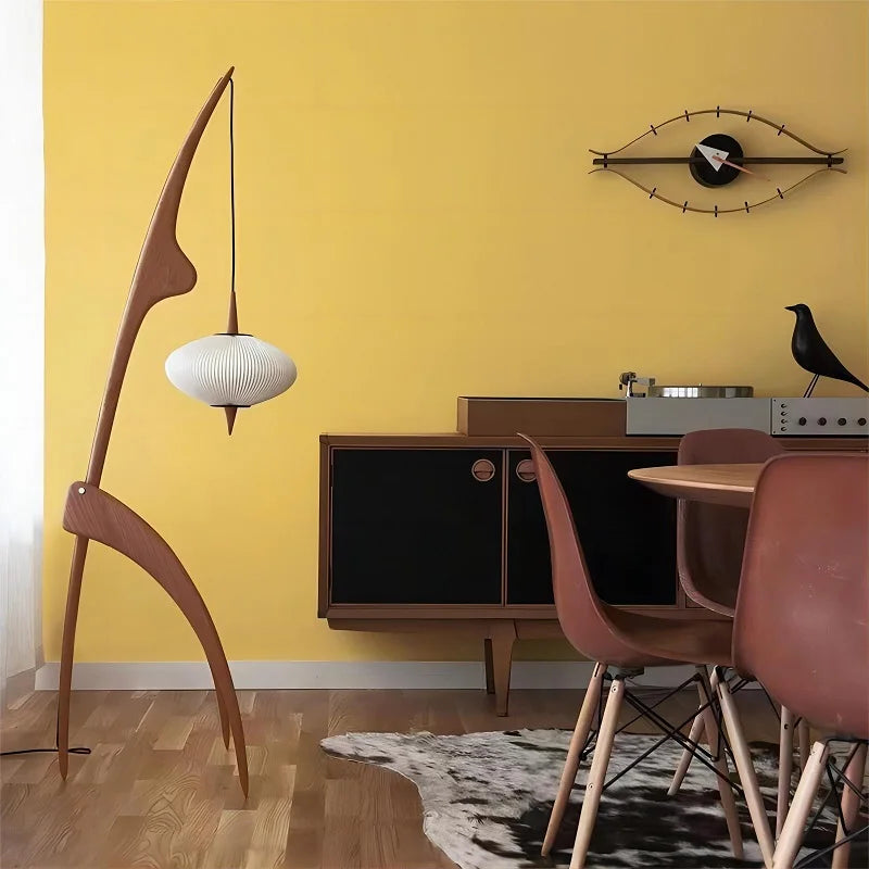 Walnut Wood Japanese-Style Floor Lamp