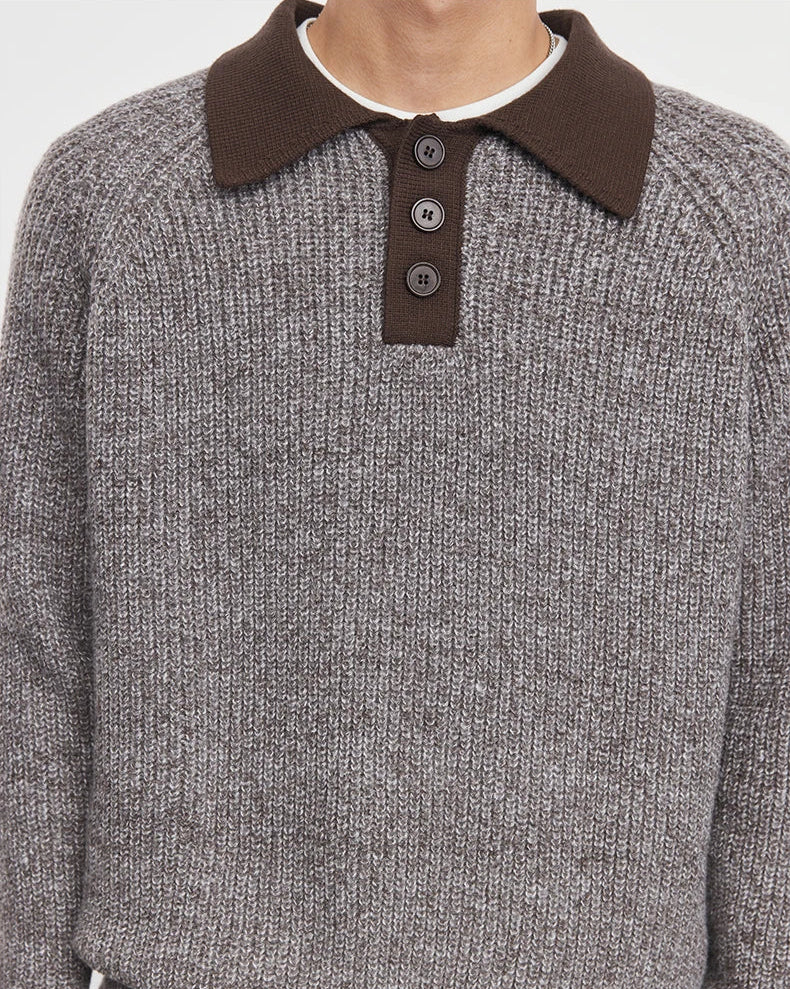Retro Henley Collar Sweater