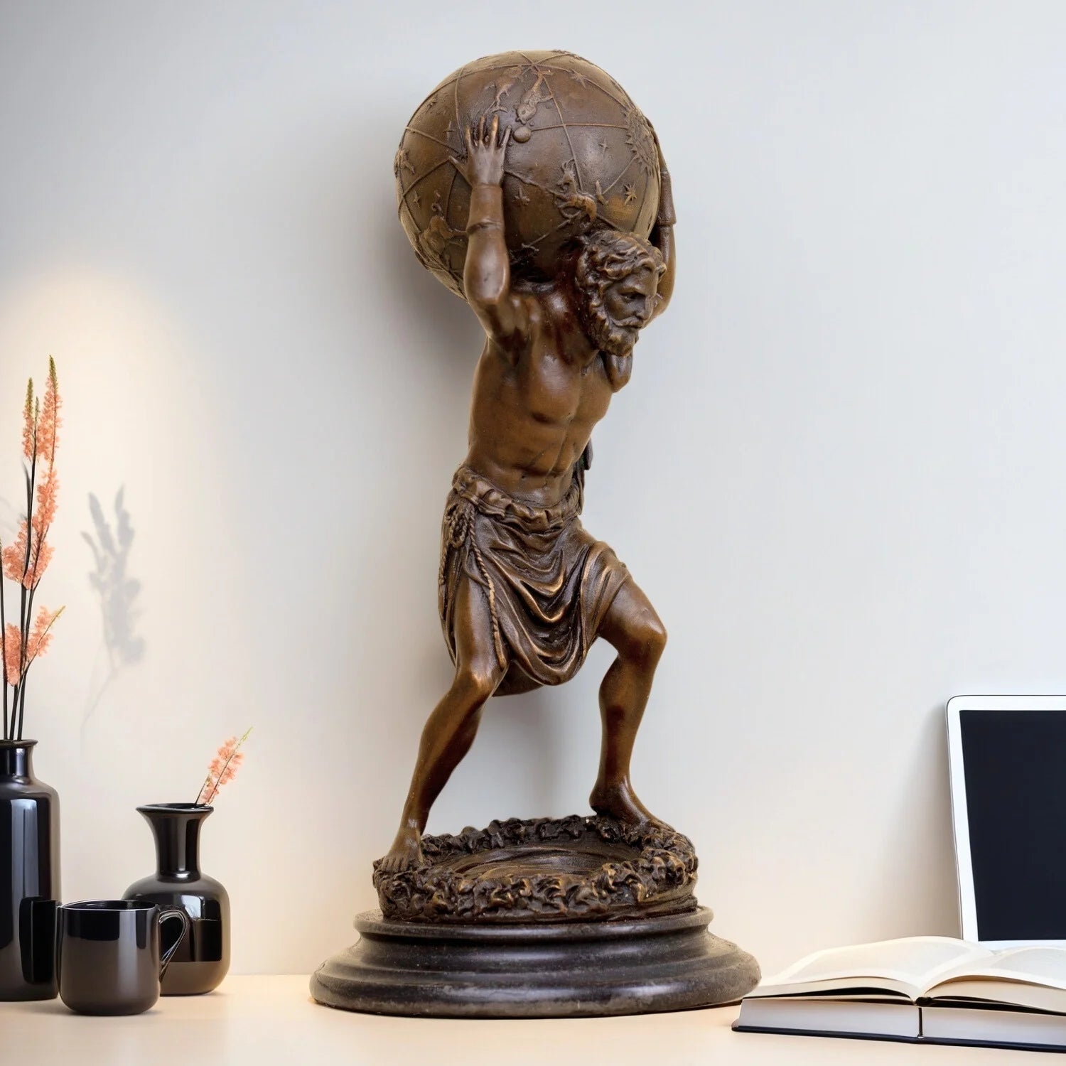 The Burden - Atlas Carrying Celestial Sphere Bronze Sculpture