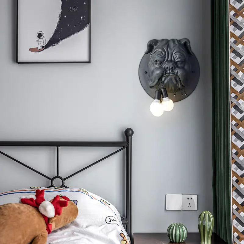 Bulldog Head Wall Sconce
