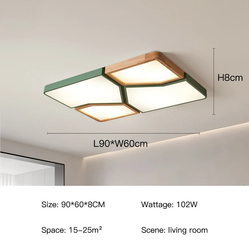 Geometra - Nordic Style Geometric Ceiling Light with Wood Finish
