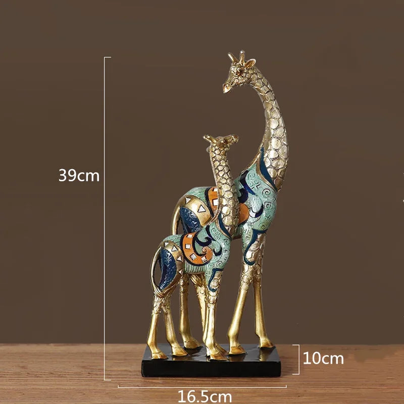 The Bond - Mother & Child Giraffe Sculpture in Gold-Finished Resin