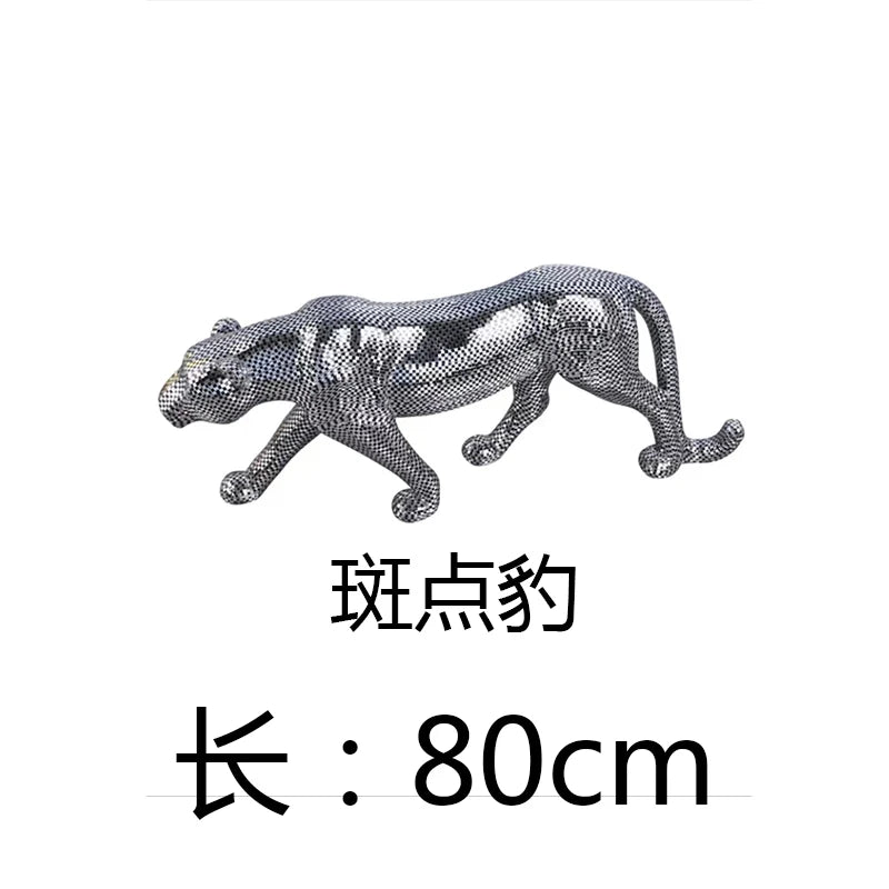 Mirror-Tile Leopard Sculpture