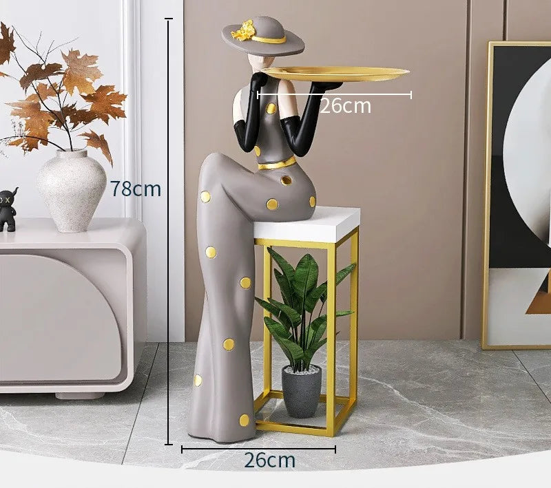 Fashion Figure Floor Sculpture with Tray