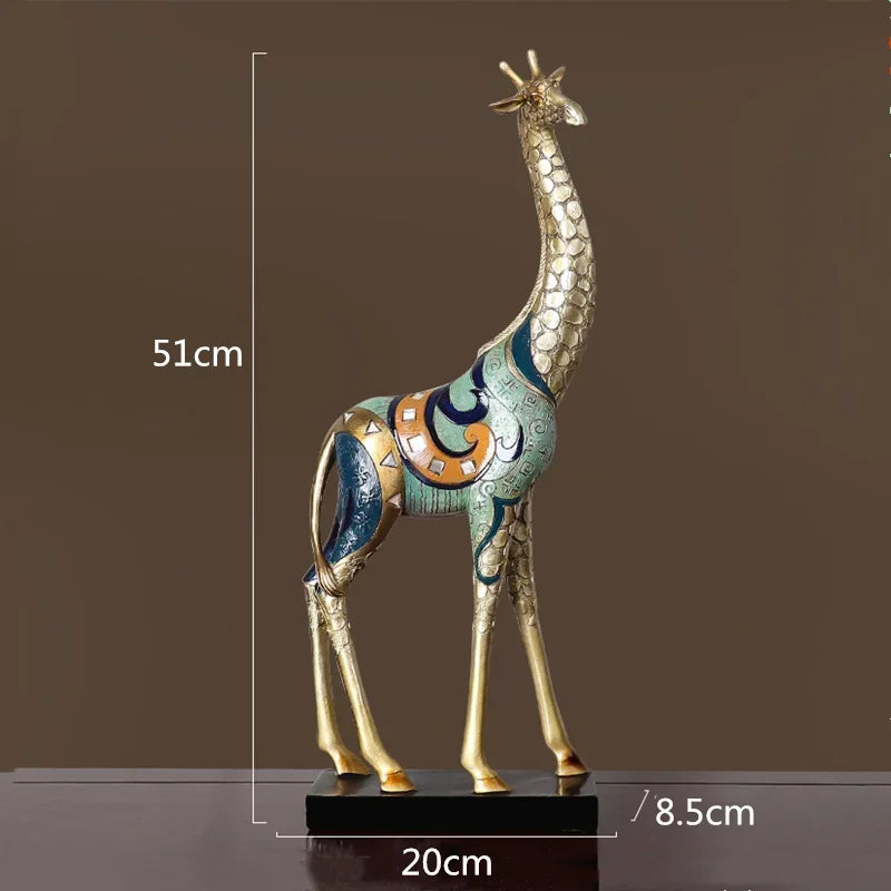 The Bond - Mother & Child Giraffe Sculpture in Gold-Finished Resin