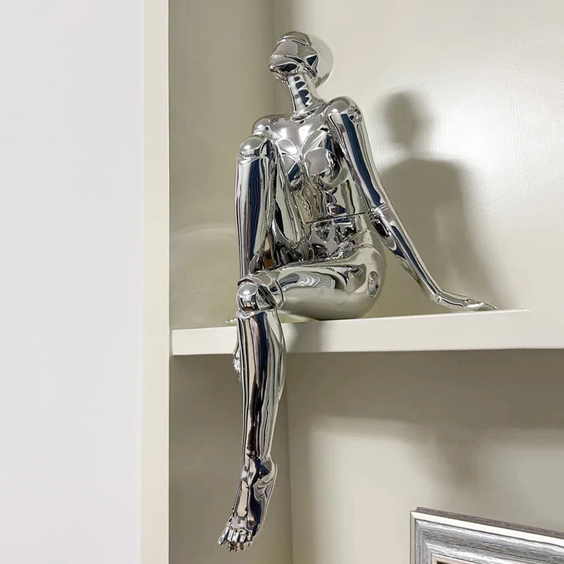 CHROME REVERIE | Seated Figure Sculpture