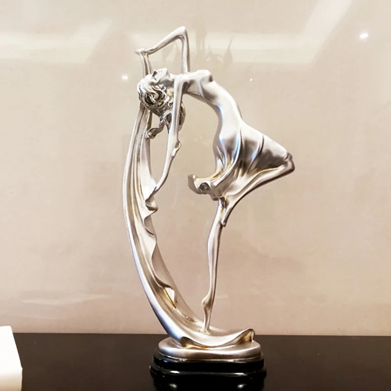Graceful Silhouette - Gold & Silver Dancer Sculpture