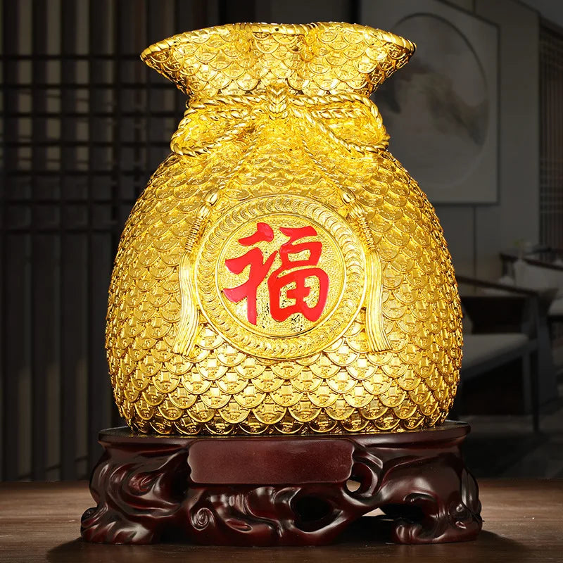 WEALTH VESSEL | Golden Money Bag Sculpture