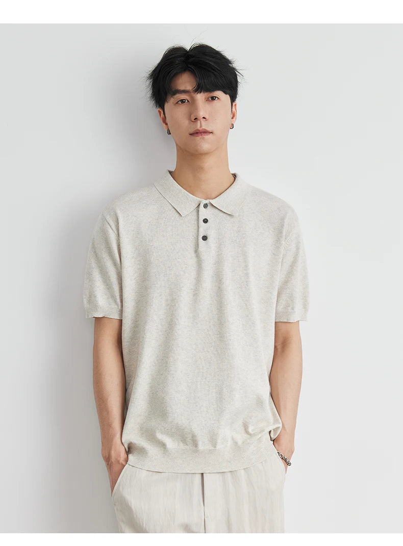 Woven Lapel Polo Shirt