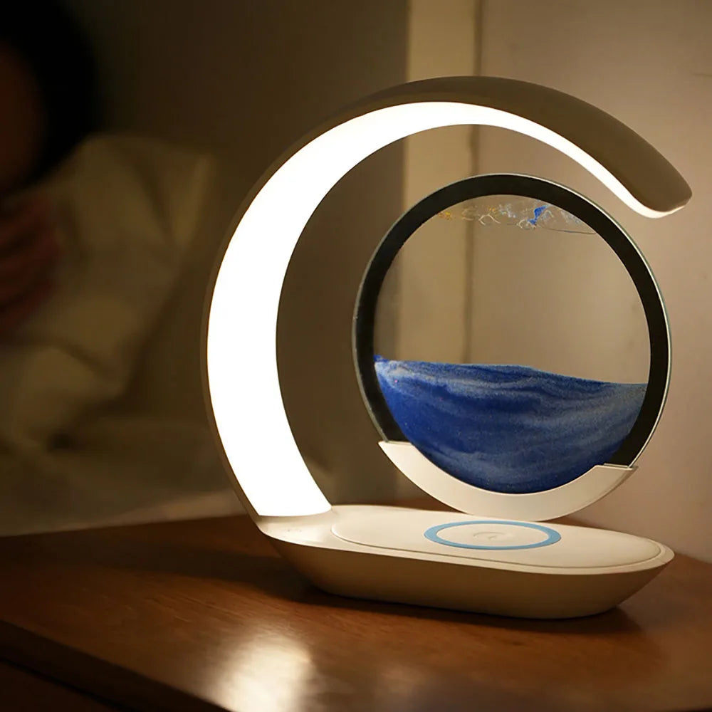 ZenFlow™ Wireless Charging Hourglass Lamp