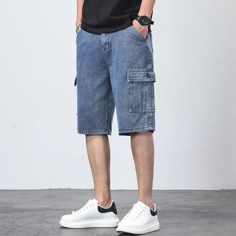 Shorts da denim cun stretch relaxà