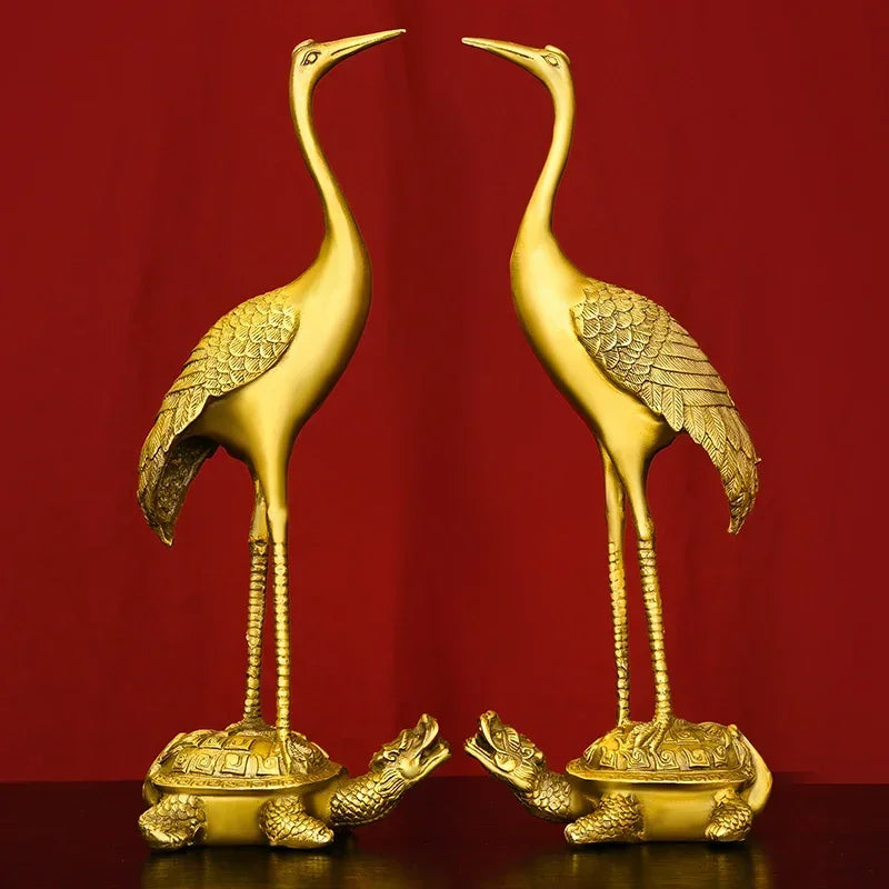 ETERNAL COMPANIONS | Crane on Tortoise Sculpture