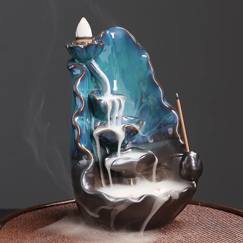 Lotus Bloom Incense Burner - Ceramic Backflow Design