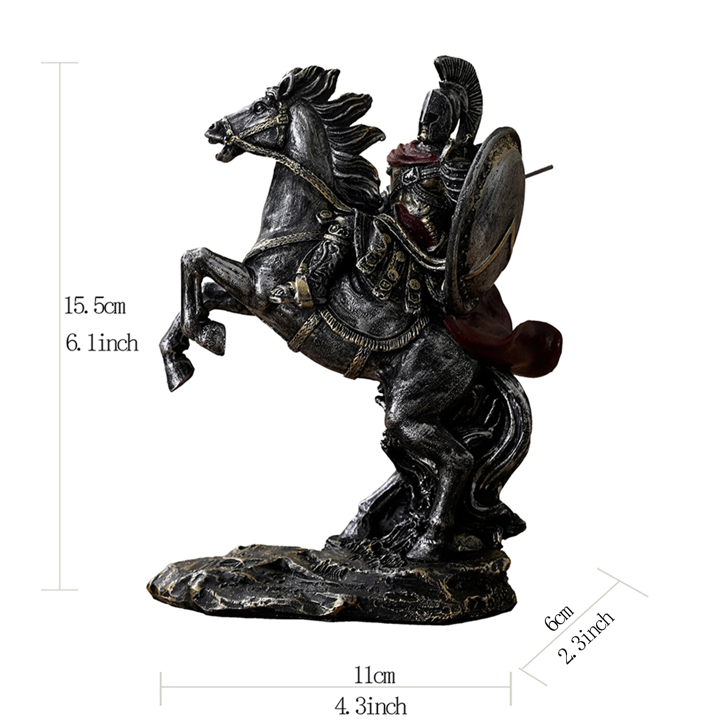 The Spartan Charge - Warrior on Rearing Horse with Spear and Shield