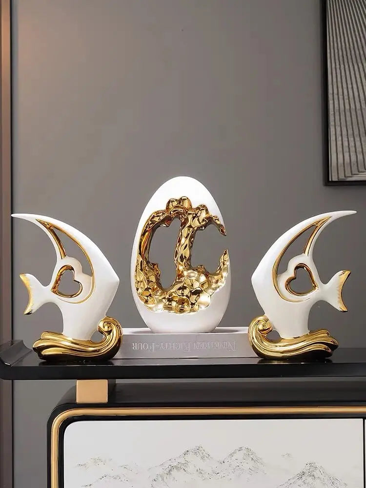 Egg Sculpture – Abstract Metallic Statement Piece