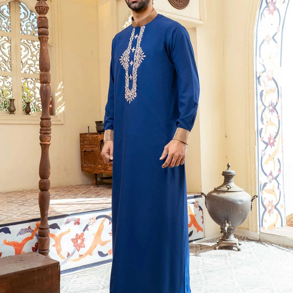 Moseles Men’s Embroidered Jubba Thobe – Long Sleeve
