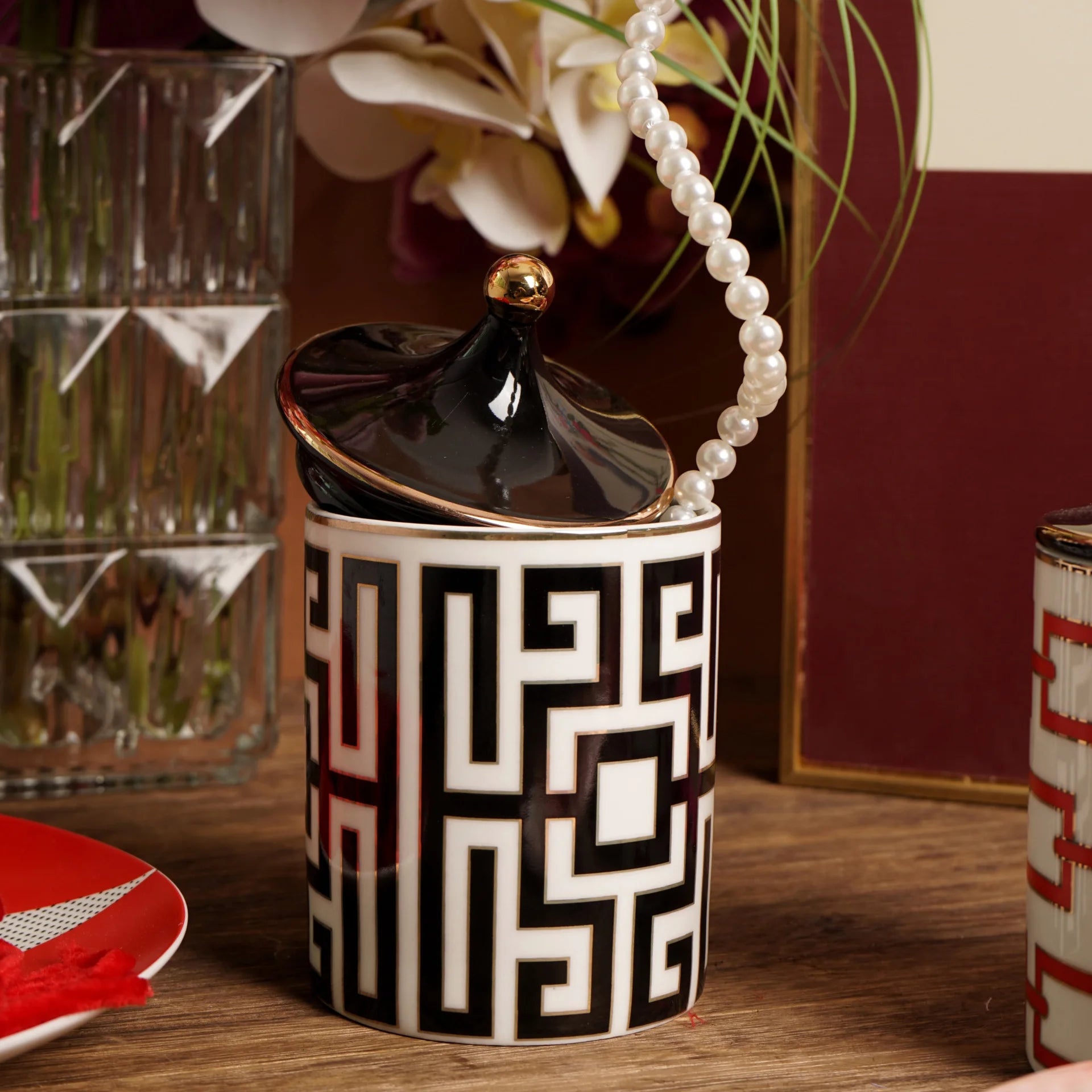 CeramiChic™ Gilded Ceramic Storage Jar