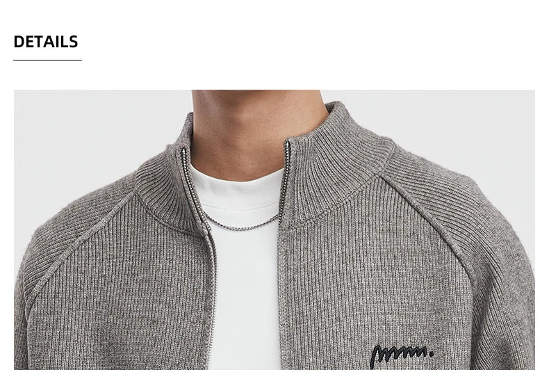 Collar Knitted Zipper Cardigan