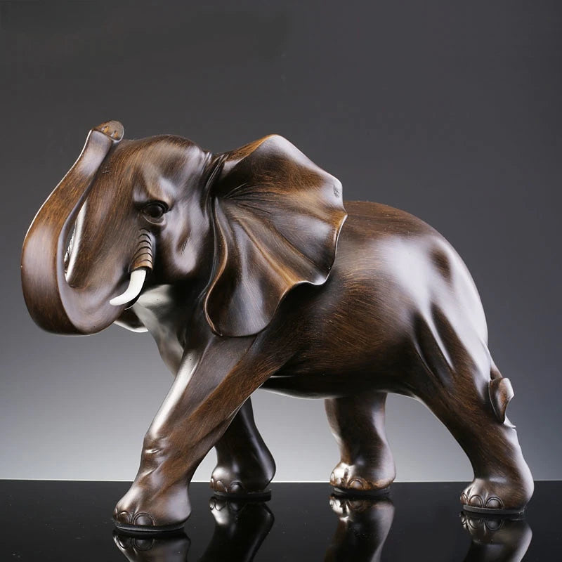 The Majestic Presence - Elephant Sculpture in Wood-Grain Resin