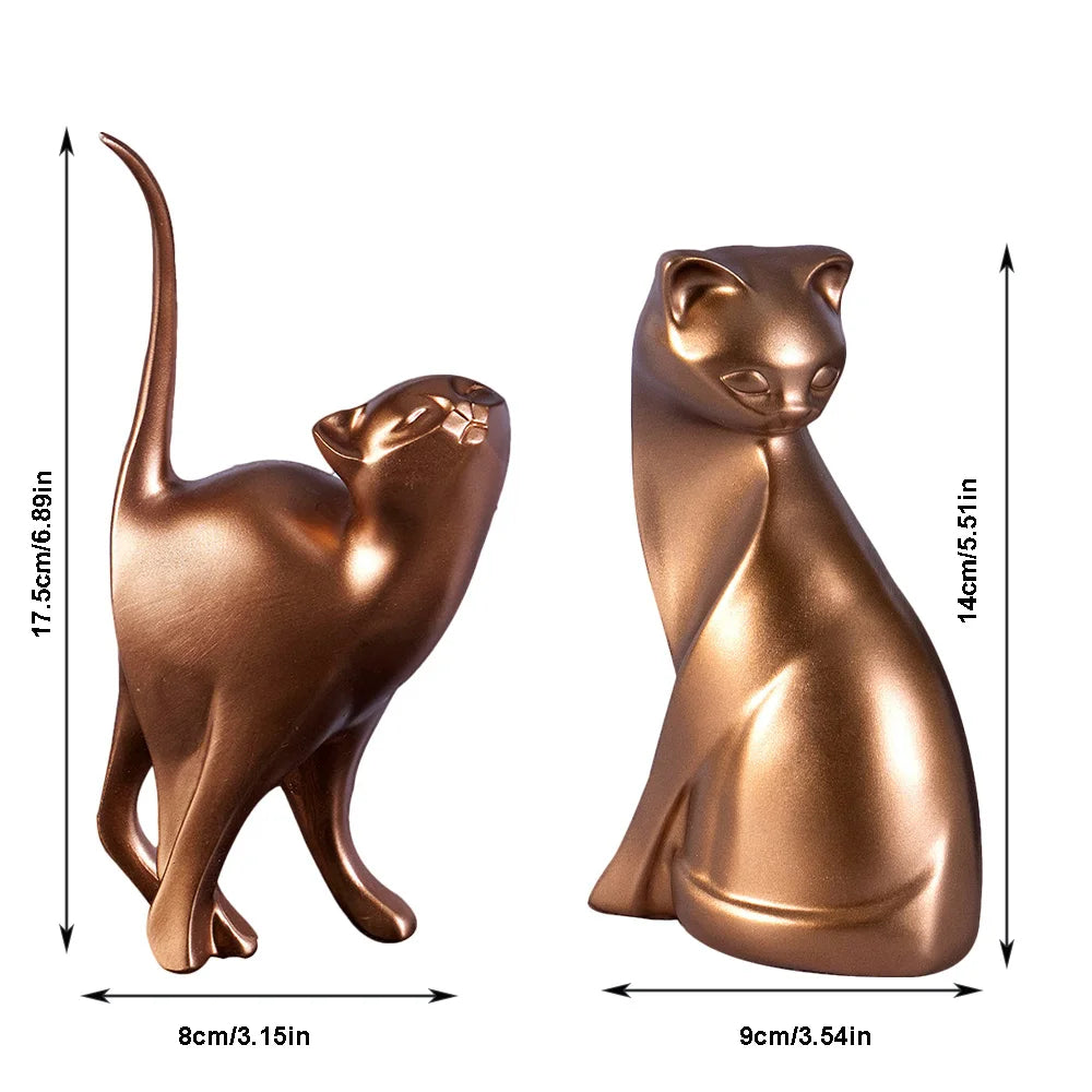 Feline Grace™ Golden Cat Sculpture Set