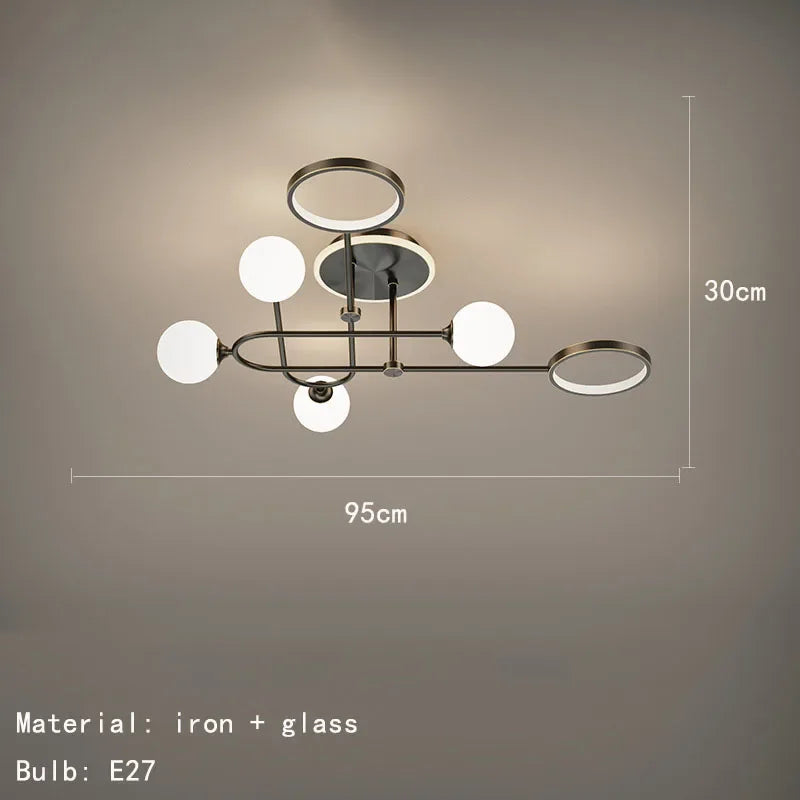 Globe and Ring Semi-Flush Ceiling Light