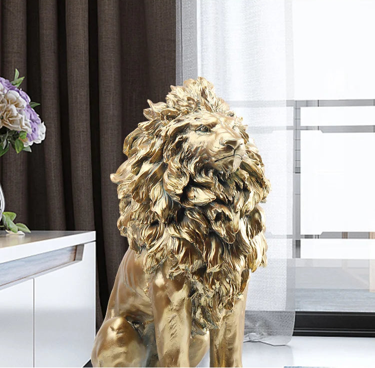Majestic Gold Lion – Floor Sculpture