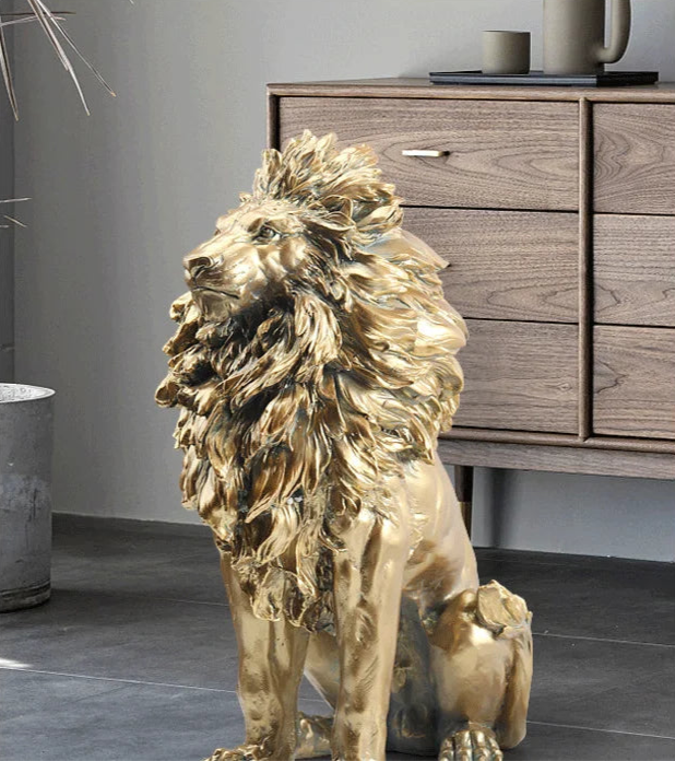 Majestic Gold Lion – Floor Sculpture