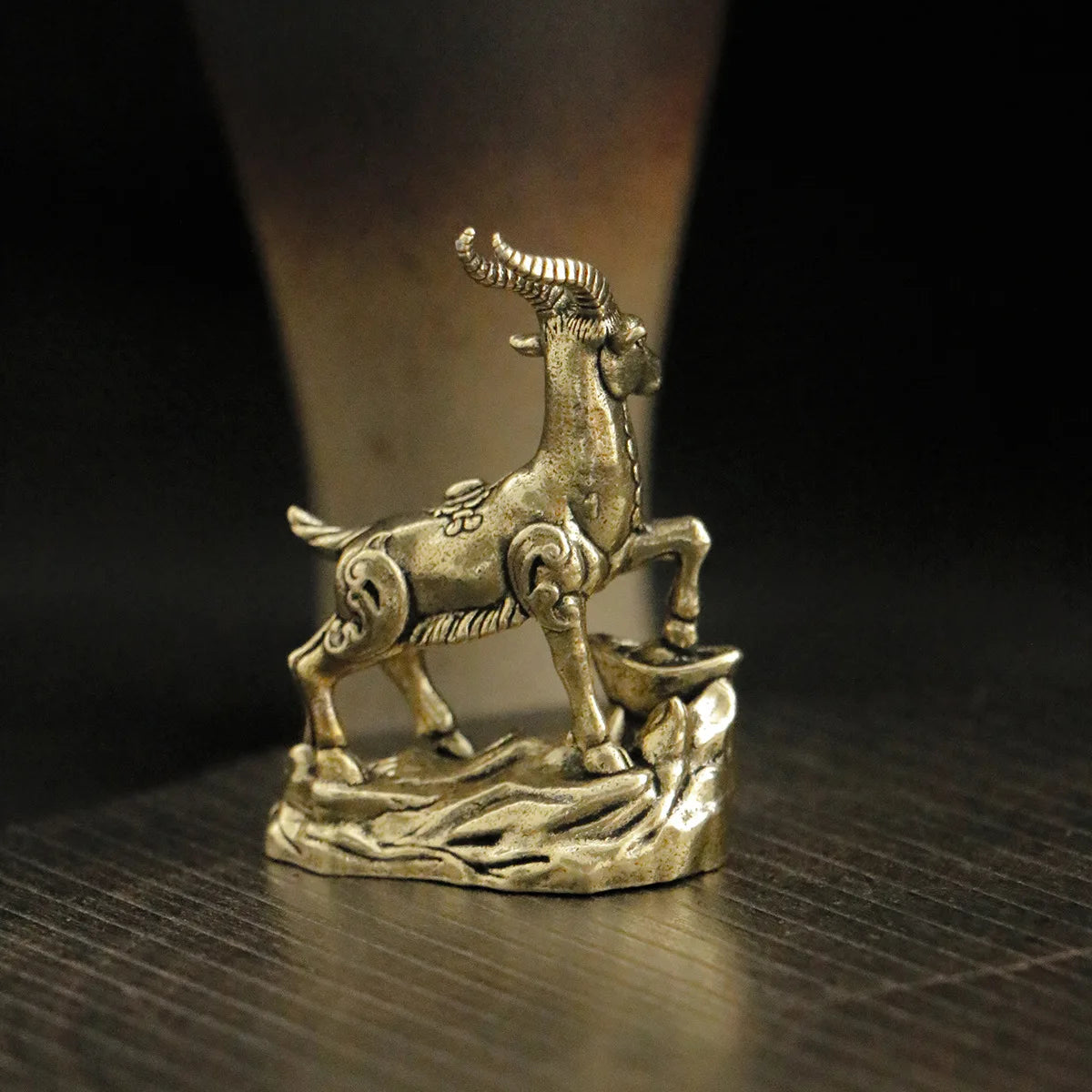 Miniature Brass Goat Sculpture