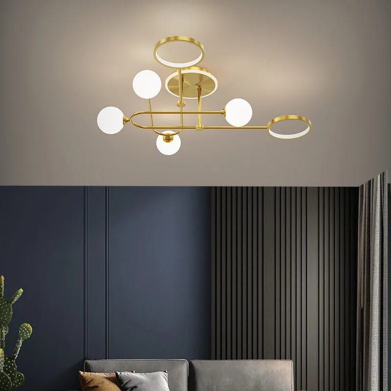 Globe and Ring Semi-Flush Ceiling Light