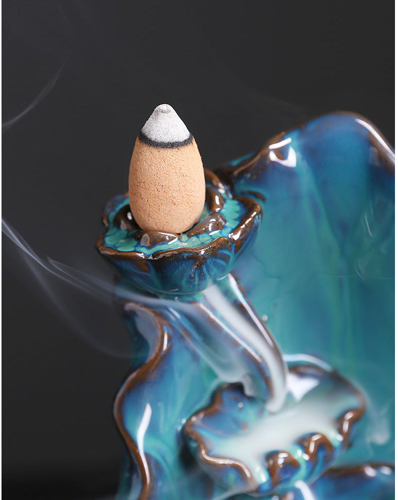 Lotus Bloom Incense Burner - Ceramic Backflow Design