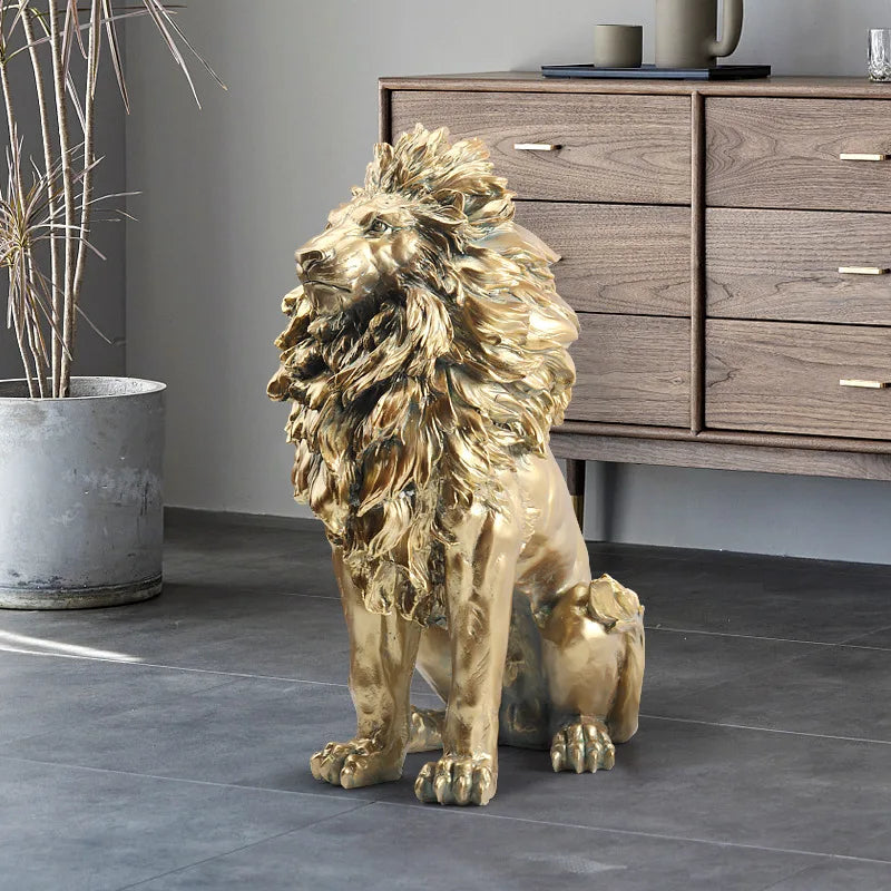 Majestic Gold Lion – Floor Sculpture