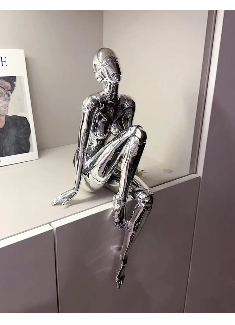 CHROME REVERIE | Seated Figure Sculpture