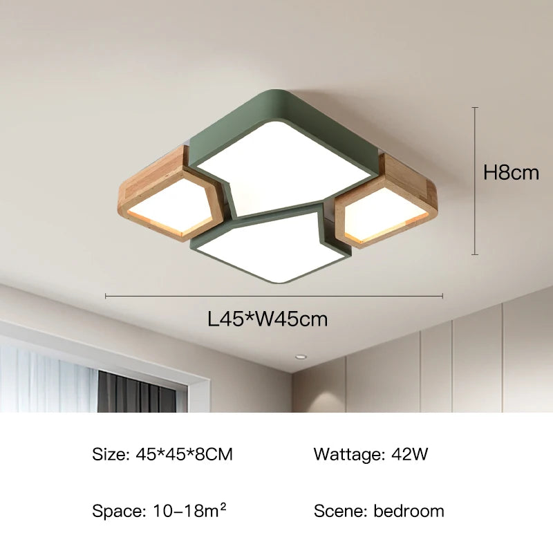 Geometra - Nordic Style Geometric Ceiling Light with Wood Finish