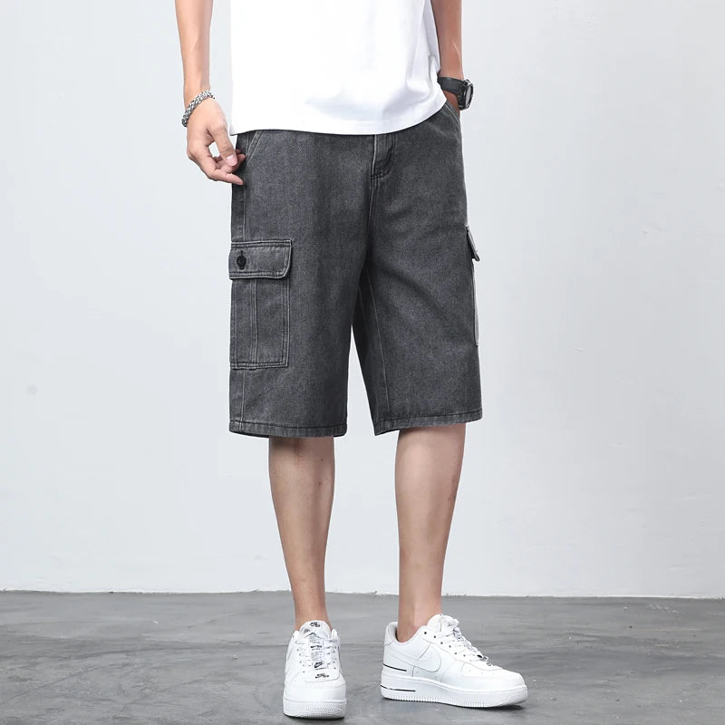 Shorts da denim cun stretch relaxà