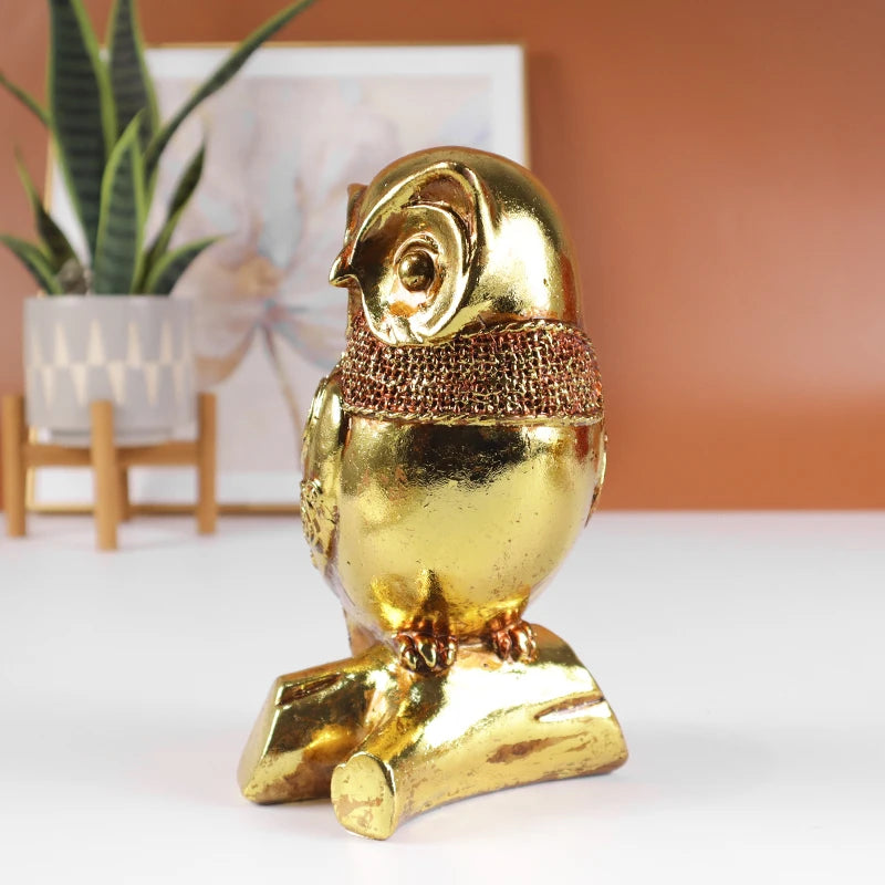 The Watchful - Golden Owl Sculpture in Metallic Resin