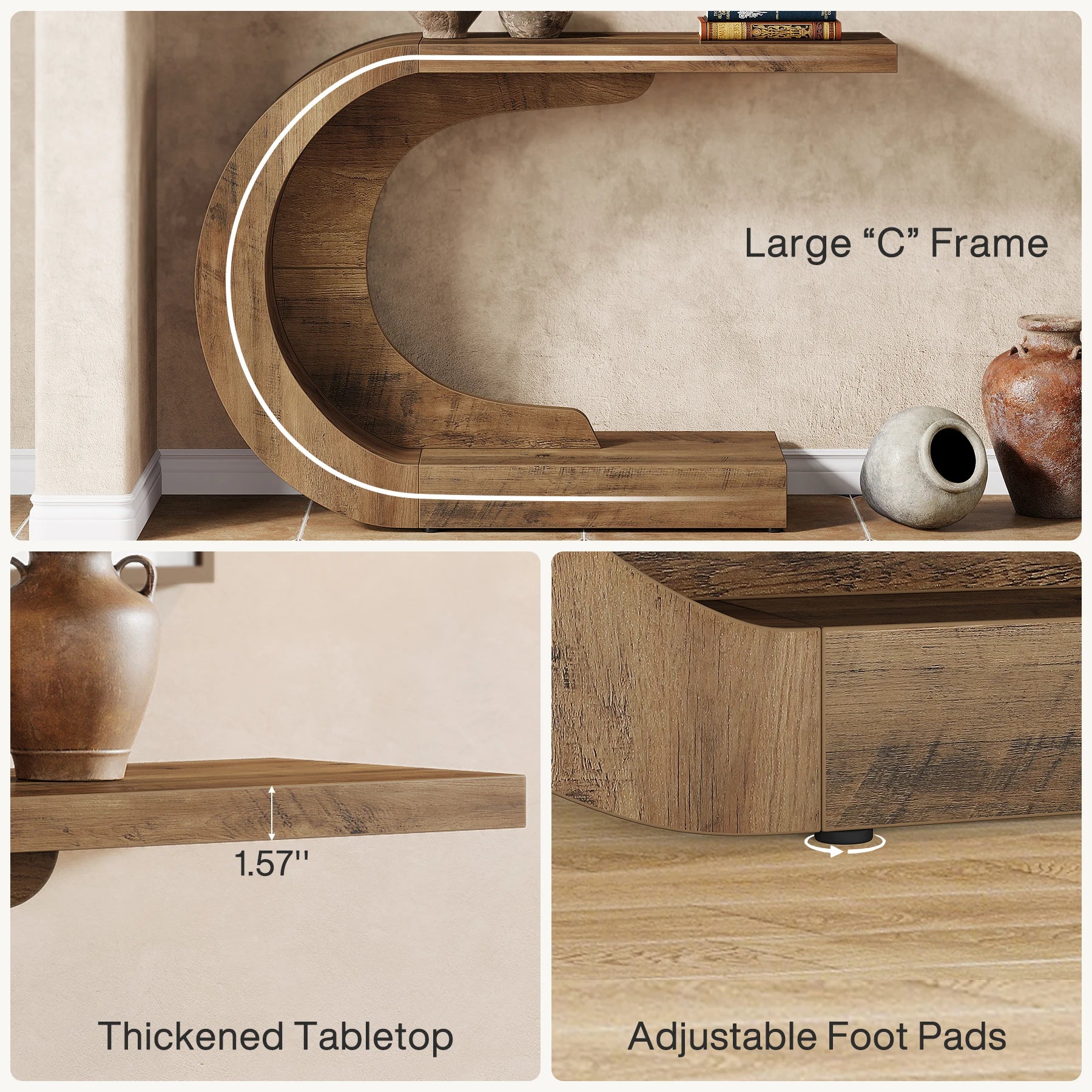 WaveForm™ C-Shaped Console Table