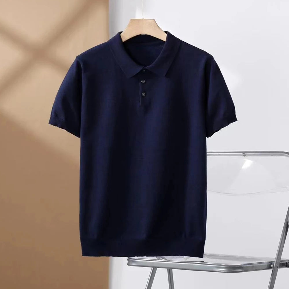 Woven Lapel Polo Shirt