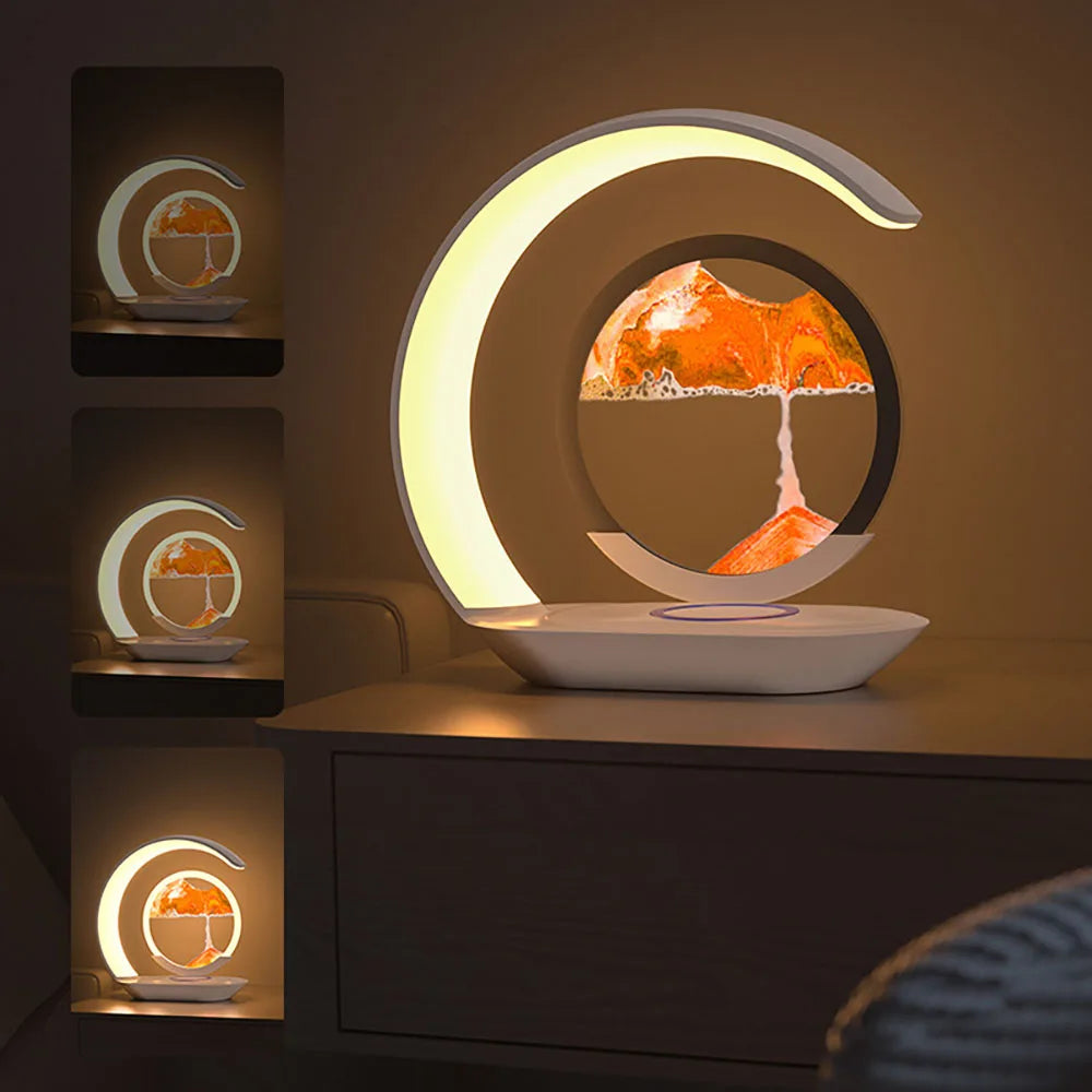 ZenFlow™ Wireless Charging Hourglass Lamp