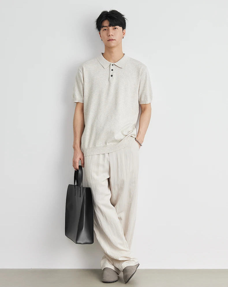 Woven Lapel Polo Shirt