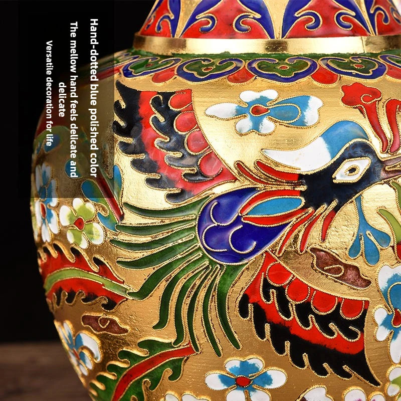 Imperial Pair - Cloisonné Enamel Vases with Floral Motifs