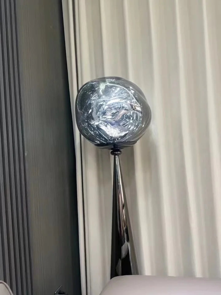 The Vulcan - Organic Form Floor Lamp with Smoke Gray Shade