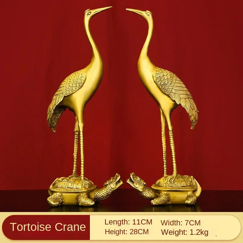 ETERNAL COMPANIONS | Crane on Tortoise Sculpture