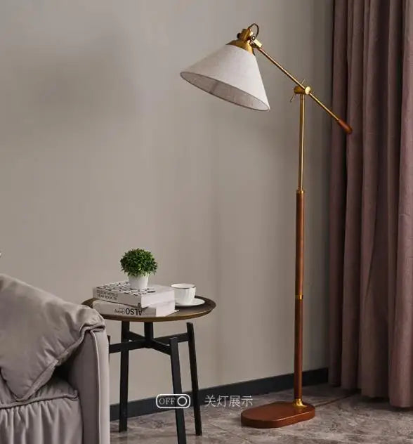 The Nordica - Walnut Wood & Brass Floor Lamp