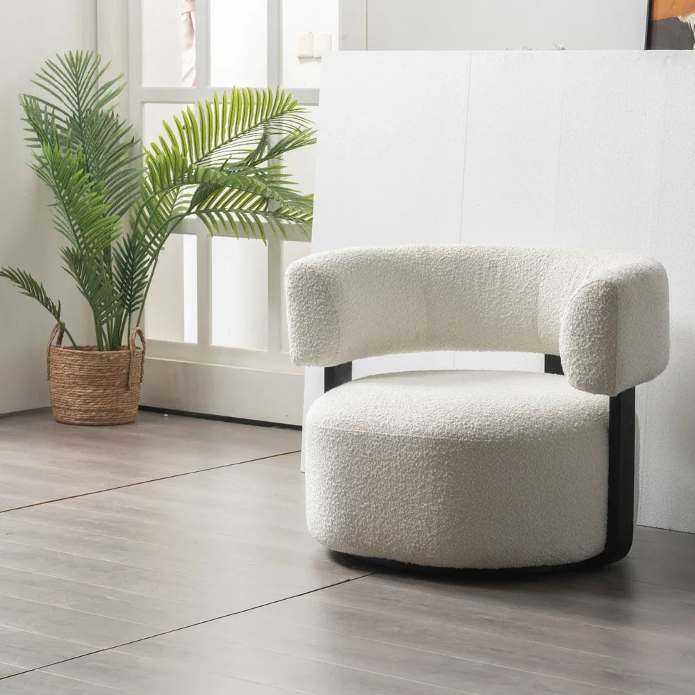 Curved Boucle Lounge Chair