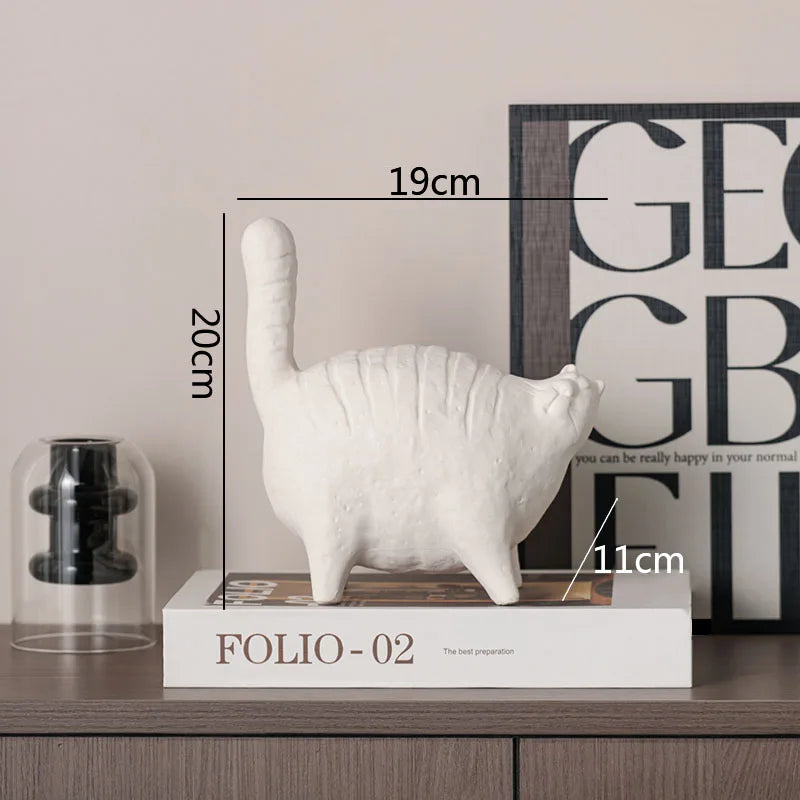 Ceramic Fat Cat Sculpture