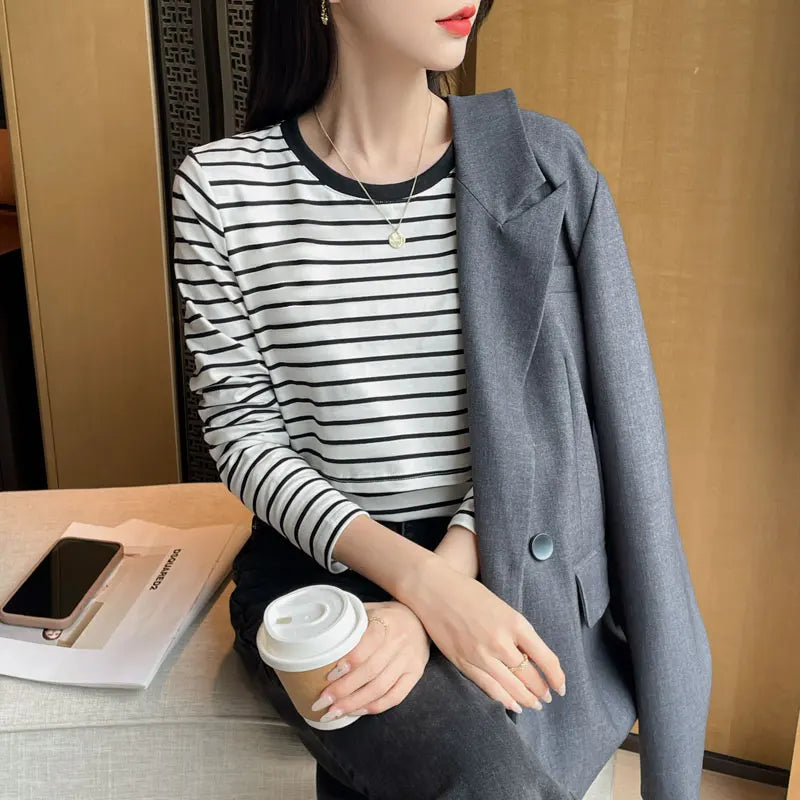 Cotton Striped Nursing Tee