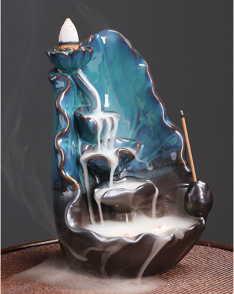 Lotus Bloom Incense Burner - Ceramic Backflow Design