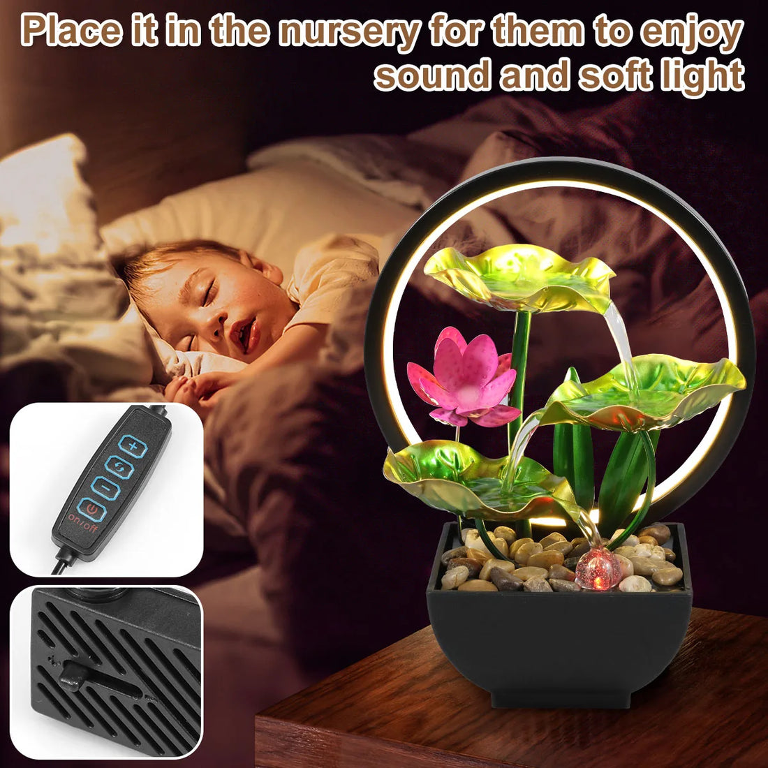 Große Lotus-Nachtlicht-Glücksbrunnen